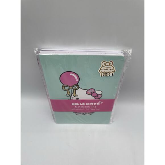 2024 Sanrio Hello Kitty Notebook 3-Pk Ruled 80 Pages Each Balloons & Bows NEW - Picture 3 of 7
